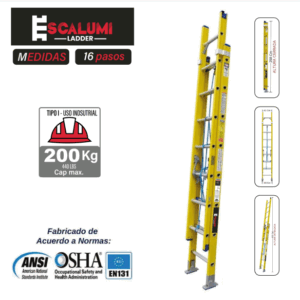 Escalera Telescópica Fibra de Vidrio 16P