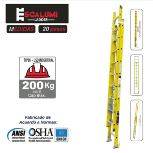 Escalera Telescópica Fibra de Vidrio 20P