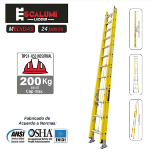 Escalera Telescópica Fibra de Vidrio 24P