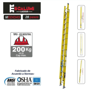 Escalera Telescópica Fibra de Vidrio 28P