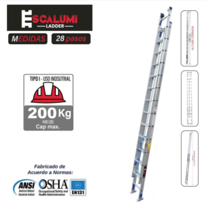 Escalera Telescópica Aluminio 28P