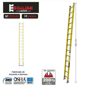 Escalera Arrimo Fibra de Vidrio 14P