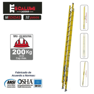 Escalera Telescópica Fibra de Vidrio 32P