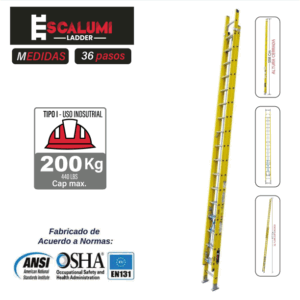 Escalera Telescópica Fibra de Vidrio 36P