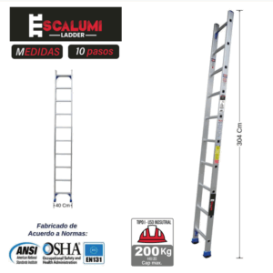 Escalera Arrimo Aluminio 10P