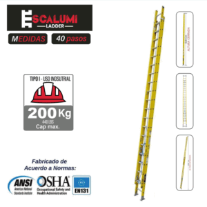 Escalera Telescópica Fibra de Vidrio 40P