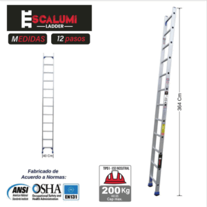 Escalera Arrimo Aluminio 12P