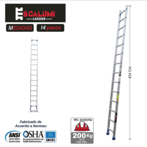 Escalera Arrimo Aluminio 14P