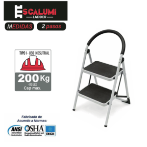 Escalera Tipo Taburete Acero 2 Pasos