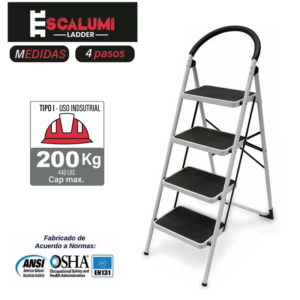 Escalera Tipo Taburete Acero 4 Pasos