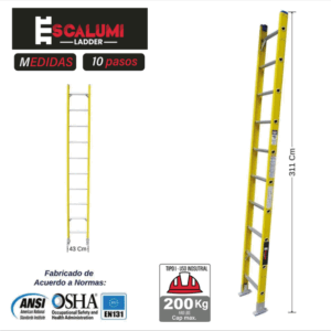 Escalera Arrimo Fibra de Vidrio 10P