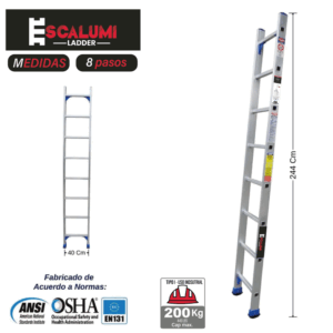 Escalera Arrimo Aluminio 8P