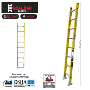 Escalera Arrimo Fibra de Vidrio 8P