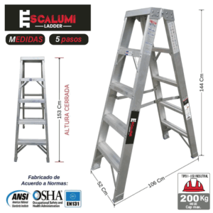Escalera Tijera Doble Acceso Aluminio 5P