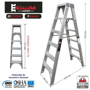 Escalera Tijera Doble Acceso Aluminio 6P