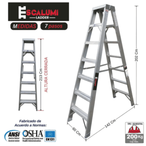 Escalera Tijera Doble Acceso Aluminio 7P