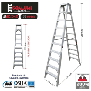 Escalera Tijera Doble Acceso Aluminio 10P