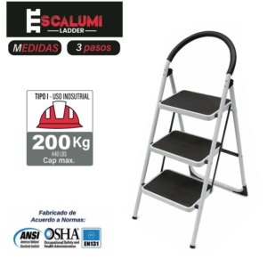 Escalera Tipo Taburete Acero 3 Pasos