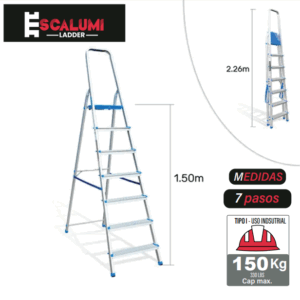 Escalera Banqueta de Aluminio 7 Pasos