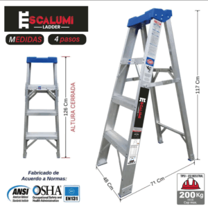 Escalera Simple Acceso Aluminio 4 Pasos