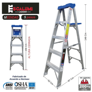 Escalera Simple Acceso Aluminio 5 Pasos