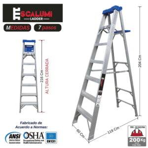 Escalera Simple Acceso Aluminio 7 Pasos