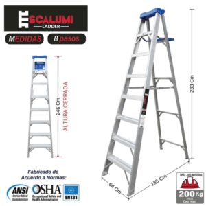 Escalera Simple Acceso Aluminio 8 Pasos