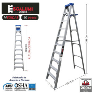 Escalera Simple Acceso Aluminio 10 Pasos