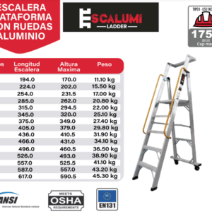 Escalera plataforma con ruedas