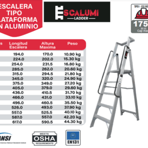 Escalera Tipo Plataforma en Aluminio