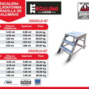 Escalera Tipo Plataforma Gradilla - ALUMININIO