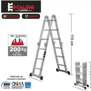 Escalera Multiusos Aluminio 12P