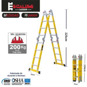 Escalera Multiusos Fibra de Vidrio 16P