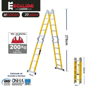 Escalera Multiusos Fibra de Vidrio 20P