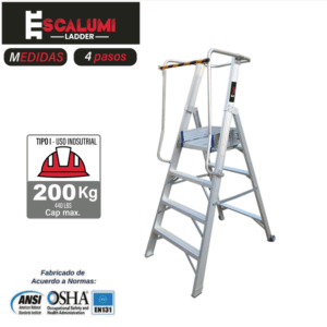 Escalera Tipo Plataforma Plegable Aluminio - 4 pasos