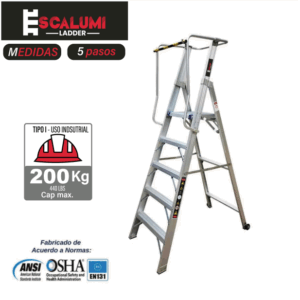 Escalera Tipo Plataforma Plegable Aluminio - 5 pasos