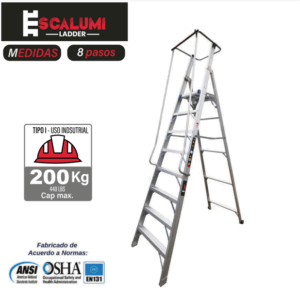 Escalera Tipo Plataforma Plegable Aluminio - 8 pasos