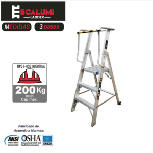 Escalera Tipo Plataforma Plegable Aluminio - 3 pasos