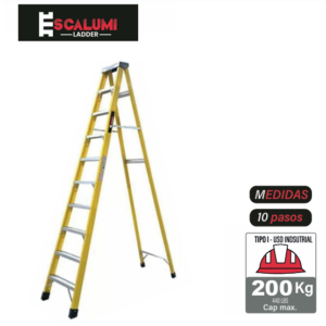 Escalera Tijera Simple Acceso Fibra de Vidrio 10 Pasos