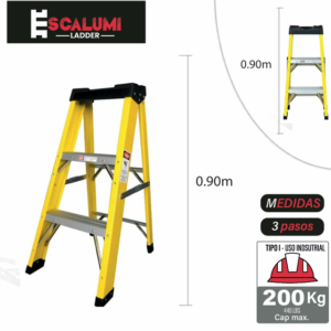 Escalera Tijera Simple Acceso Fibra de Vidrio 3 Pasos