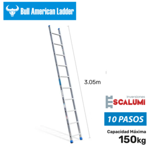 Escalera Arrimo de Aluminio 10 Pasos Bull American Ladder