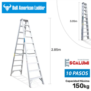 Escalera Tijera Doble Acceso Aluminio 10 Pasos Bull American Ladder