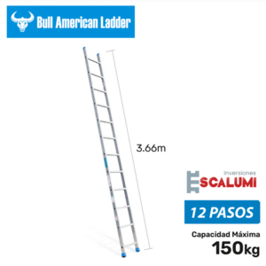 Escalera Arrimo de Aluminio 12 Pasos Bull American Ladder