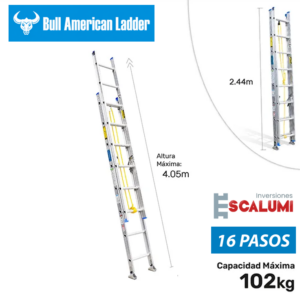 Escalera Telescópica Aluminio 16 Pasos Bull American Ladder