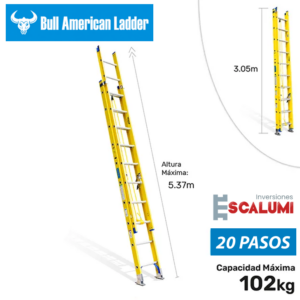 Escalera Telescópica Fibra de Vidrio 20 Pasos Bull American Ladder