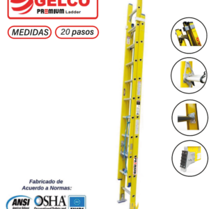 Escalera Telescópica Fibra de Vidrio 20 Pasos Gelco Premium