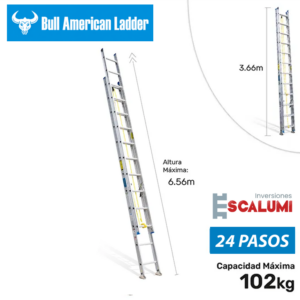 Escalera Telescópica Aluminio 24 Pasos Bull American Ladder