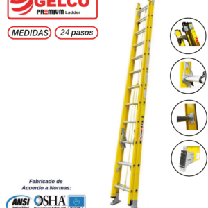Escalera Telescópica Fibra de Vidrio 24 Pasos Gelco Premium