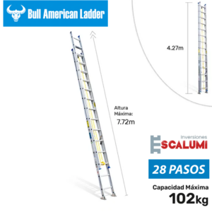 Escalera Telescópica Aluminio 28 Pasos Bull American Ladder