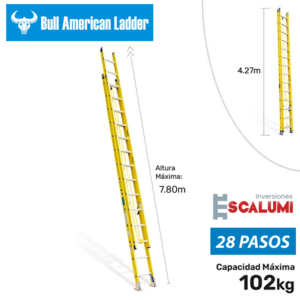 Escalera Telescópica Fibra de Vidrio 28 Pasos Bull American Ladder